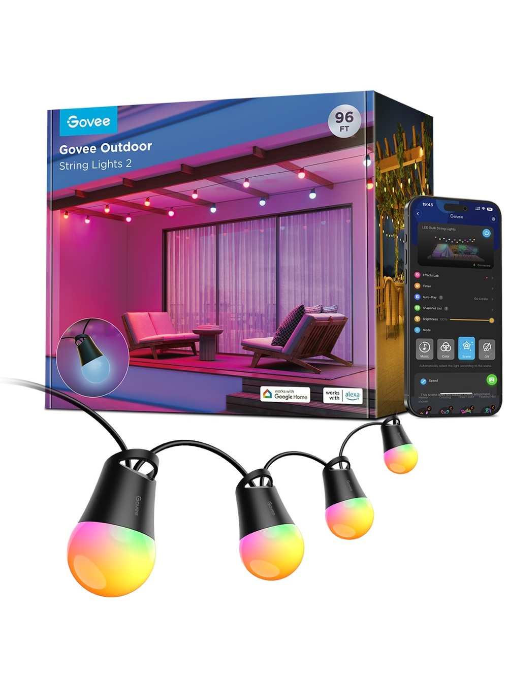Outdoor Smart String Lights 96ft – Multicolor